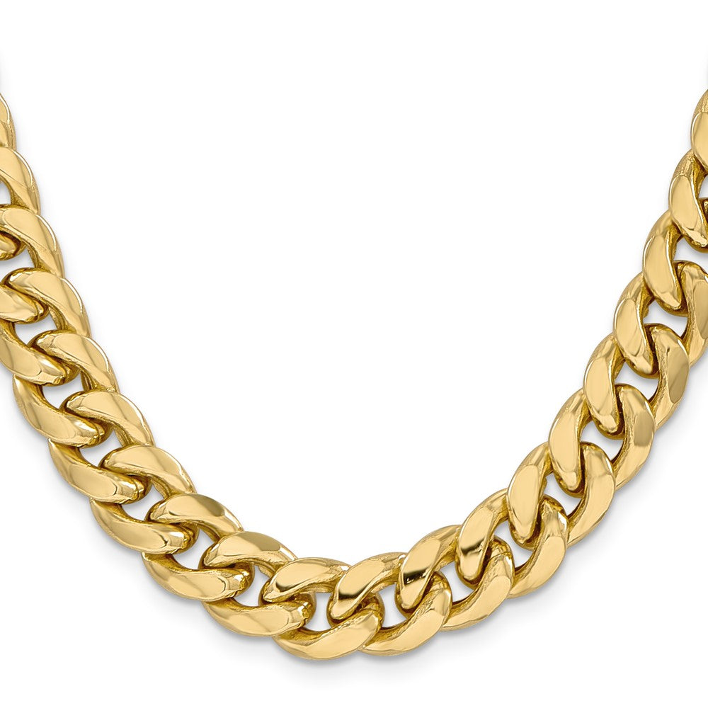 24 Inch 10k Yellow Gold 11mm Semi-Solid Miami Cuban Chain Necklace