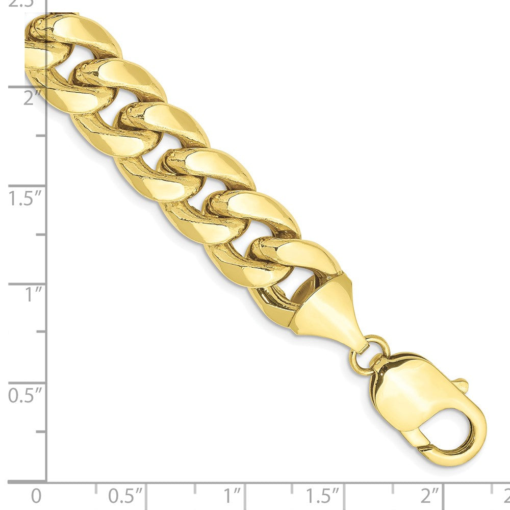 9 Inch 10k Yellow Gold 11mm Semi-Solid Miami Cuban Chain Bracelet