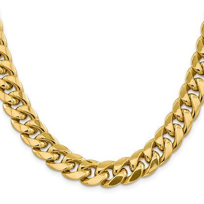 24 Inch 10K Yellow Gold 10K 13.2mm Semi-Solid Miami Cuban Chain Necklace