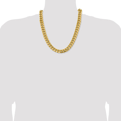 22 Inch 10K Yellow Gold 10K 13.2mm Semi-Solid Miami Cuban Chain Necklace