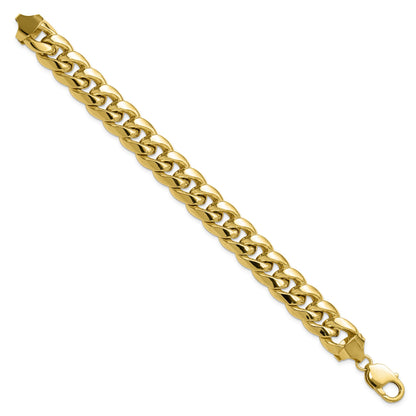 9 Inch 10K Yellow Gold 10K 13.2mm Semi-Solid Miami Cuban Chain Bracelet