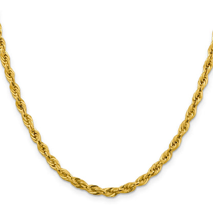 26 Inch 10k Yellow Gold 4.25mm Semi-Solid Rope Chain Necklace