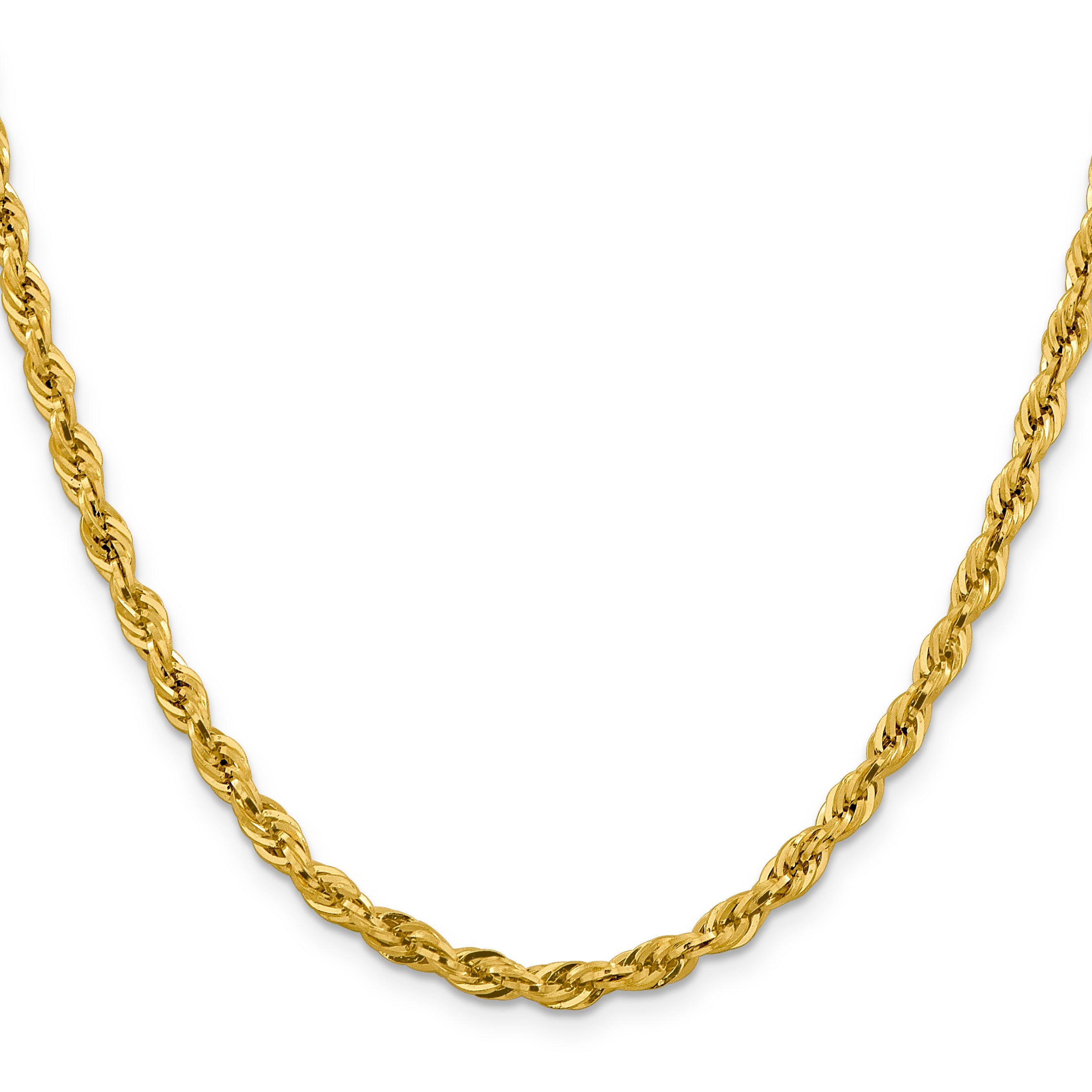 18 Inch 10k Yellow Gold 4.25mm Semi-Solid Rope Chain Necklace