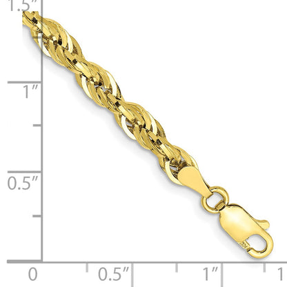7 Inch 10k Yellow Gold 4.25mm Semi-Solid Rope Chain Bracelet