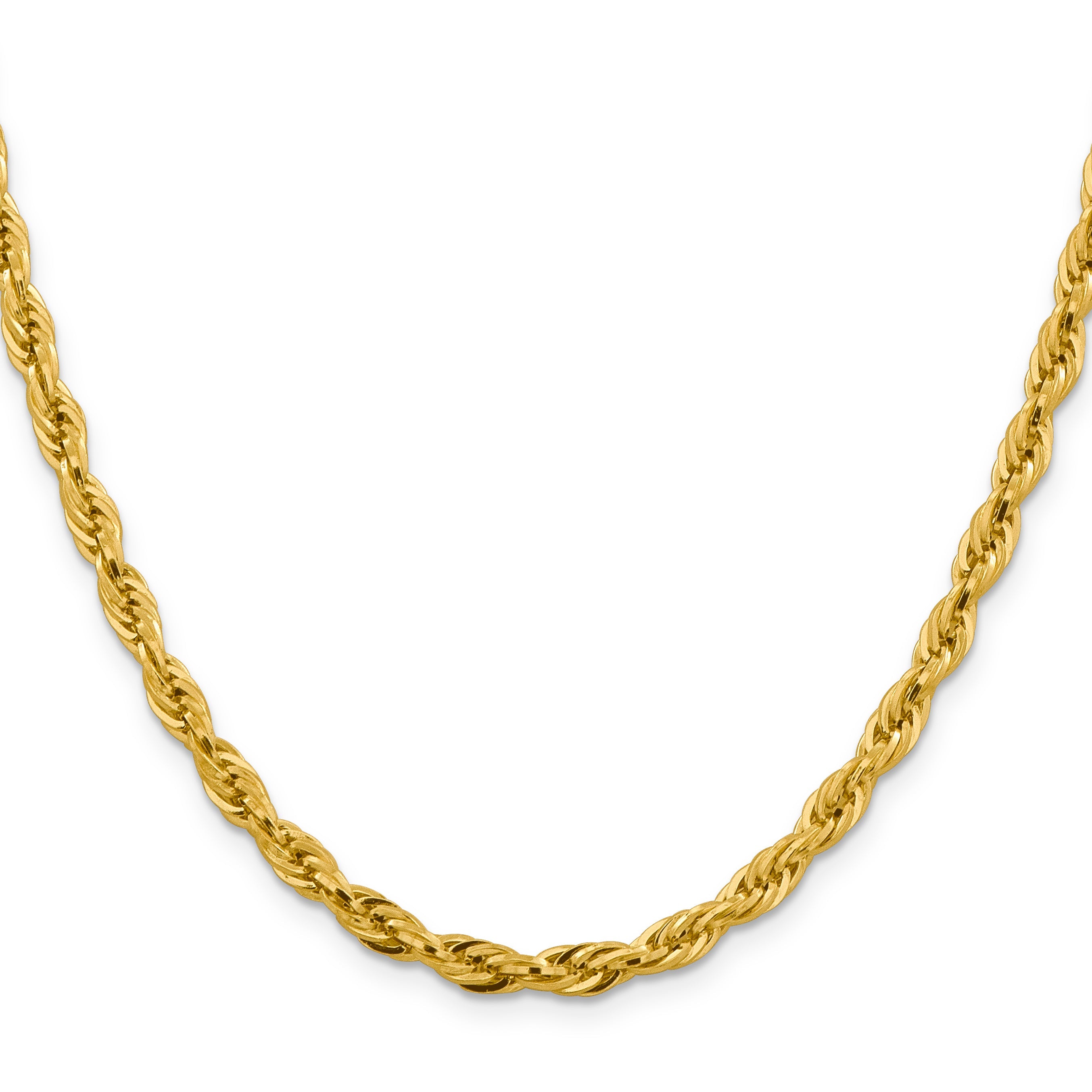 18 Inch 10k Yellow Gold 4.75mm Semi-Solid Rope Chain Necklace