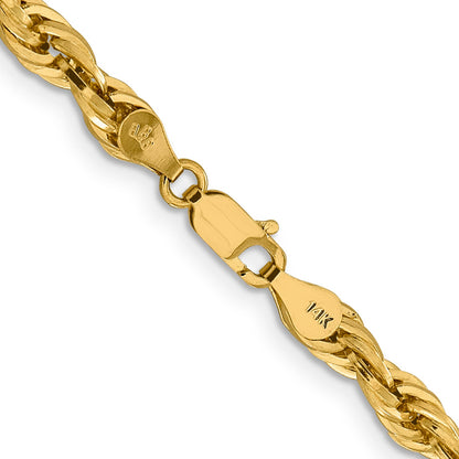 26 Inch 10k Yellow Gold 4.75mm Semi-Solid Rope Chain Necklace