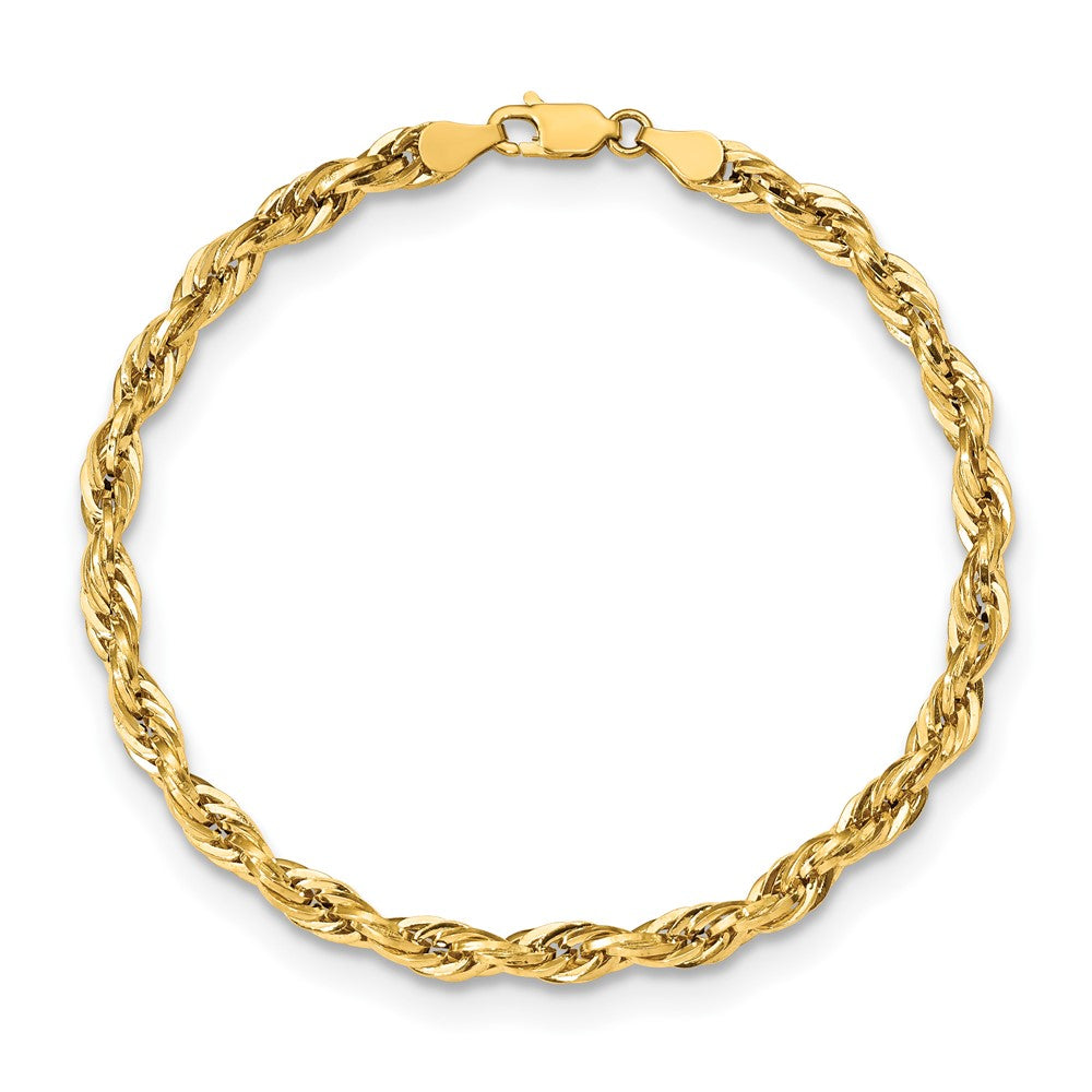9 Inch 10K Yellow Gold 4.75mm Semi-Solid Rope Chain Bracelet