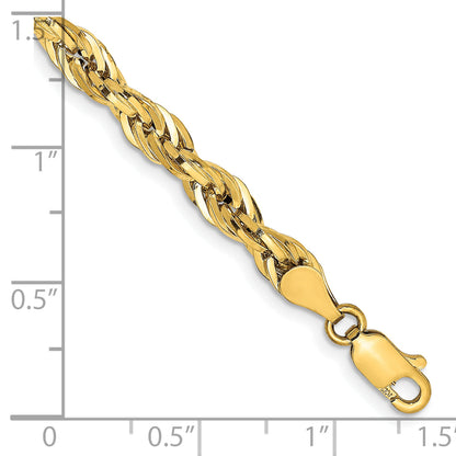 9 Inch 10K Yellow Gold 4.75mm Semi-Solid Rope Chain Bracelet