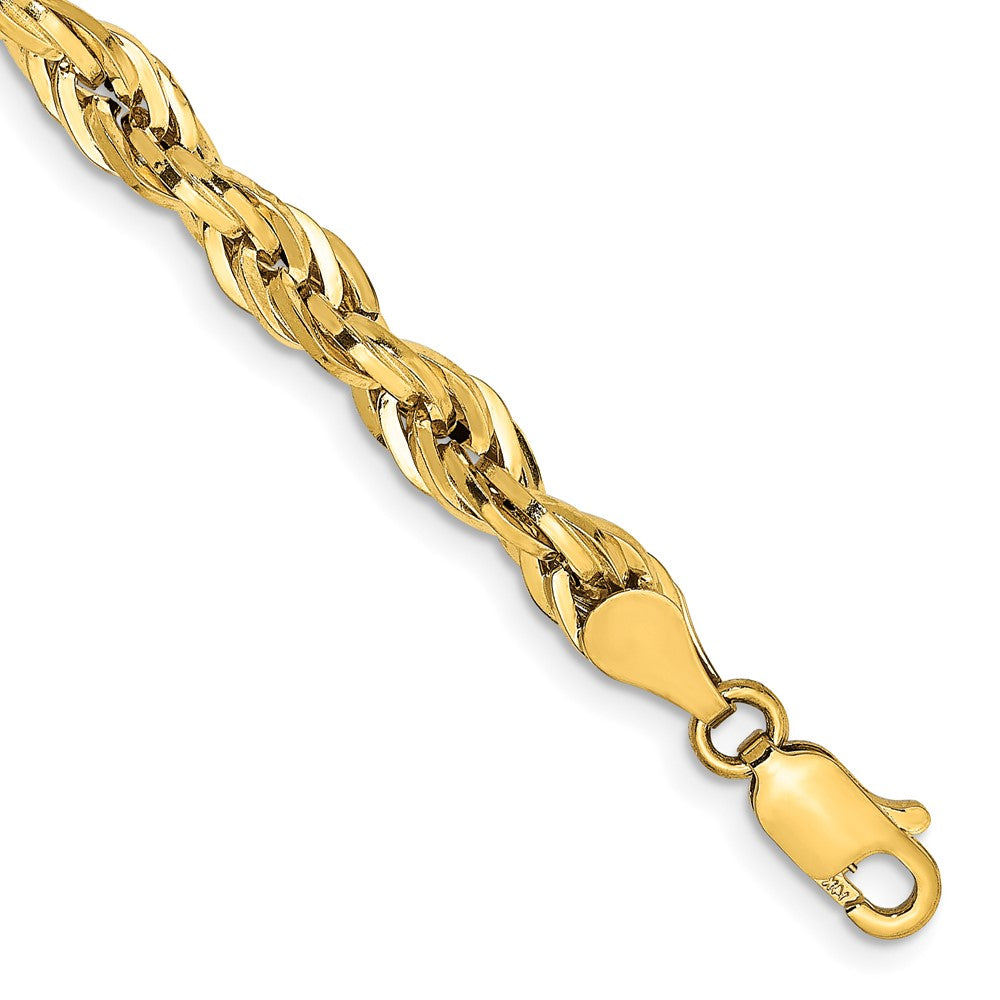 9 Inch 10K Yellow Gold 4.75mm Semi-Solid Rope Chain Bracelet