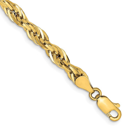 9 Inch 10K Yellow Gold 4.75mm Semi-Solid Rope Chain Bracelet