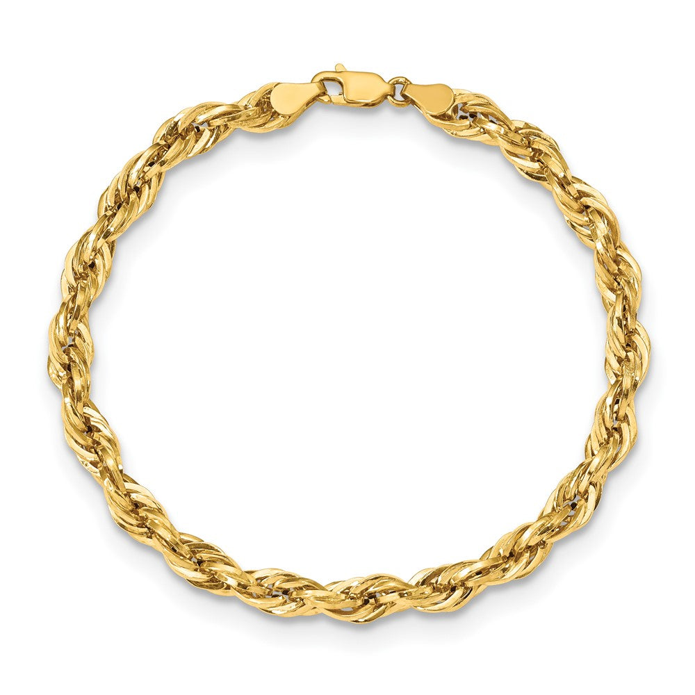 8 Inch 10k Yellow Gold 5.4mm Semi-Solid Rope Chain Bracelet