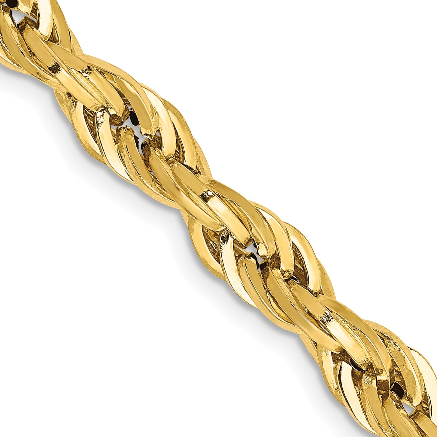 2 Inch 10k Yellow Gold 5.4mm Semi-Solid Rope Chain Necklace