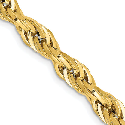 28 Inch 10k Yellow Gold 5.4mm Semi-Solid Rope Chain Necklace