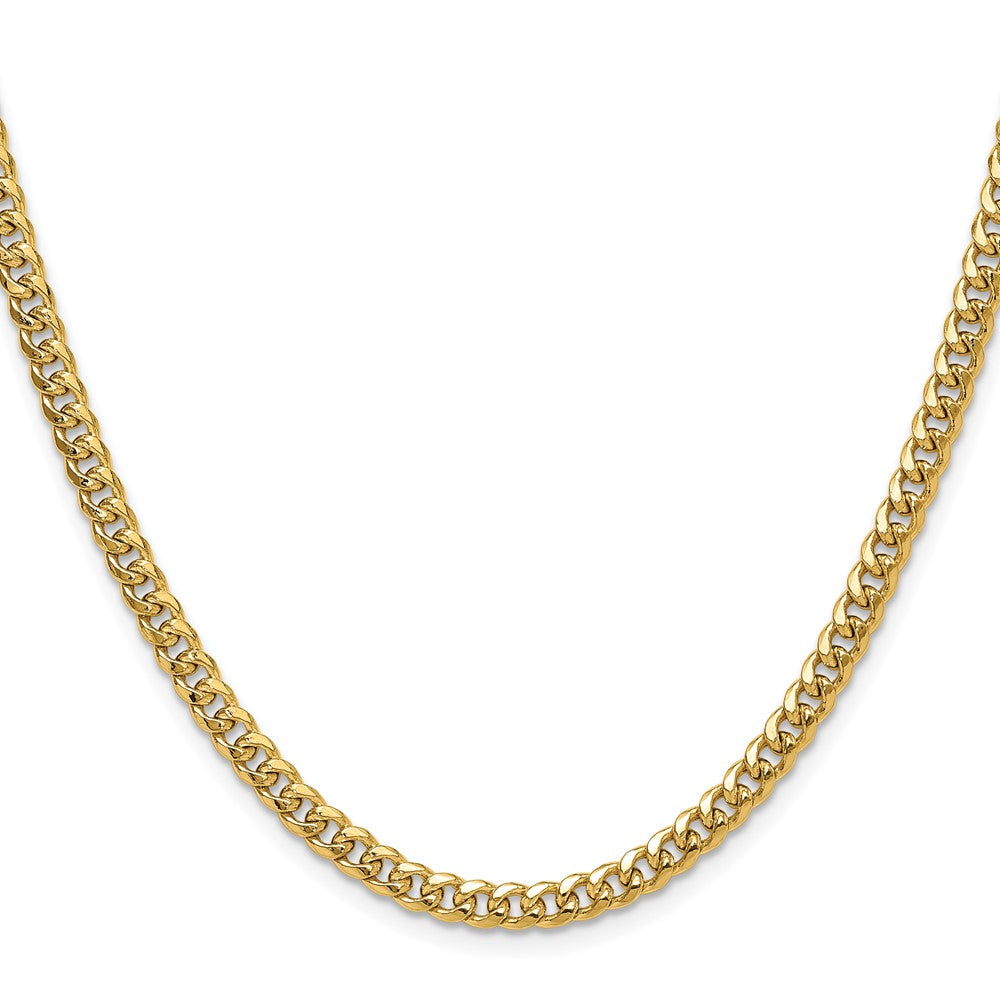 26 Inch 10K Yellow Gold 4.5mm Semi-Solid Miami Cuban Chain Necklace
