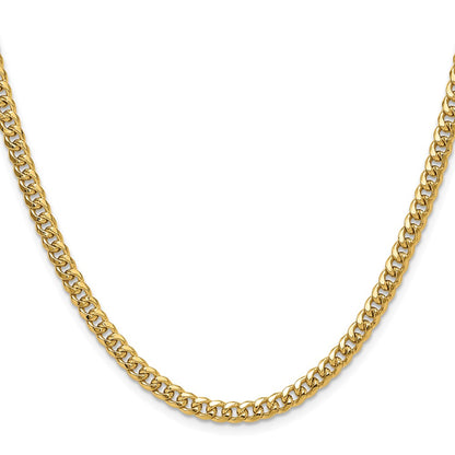 22 Inch 10K Yellow Gold 4.5mm Semi-Solid Miami Cuban Chain Necklace