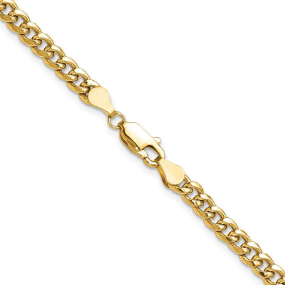 24 Inch 10K Yellow Gold 4.5mm Semi-Solid Miami Cuban Chain Necklace