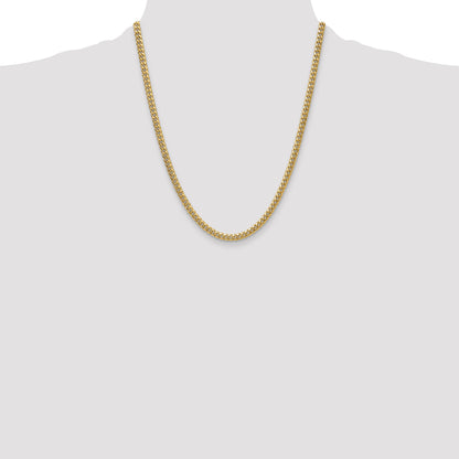 22 Inch 10K Yellow Gold 4.5mm Semi-Solid Miami Cuban Chain Necklace