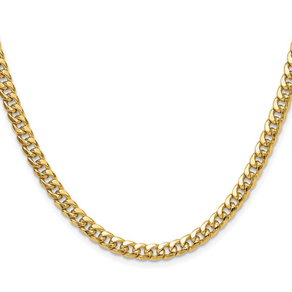 18 Inch 10K Yellow Gold 5.25mm Semi-Solid Miami Cuban Chain Necklace