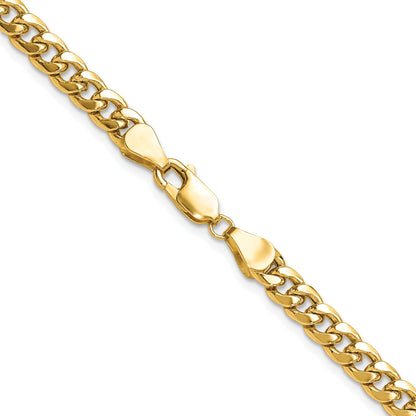 18 Inch 10K Yellow Gold 5.25mm Semi-Solid Miami Cuban Chain Necklace