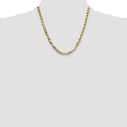 2 Inch 10K Yellow Gold 5.25mm Semi-Solid Miami Cuban Chain Necklace