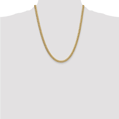 22 Inch 10K Yellow Gold 5.25mm Semi-Solid Miami Cuban Chain Necklace
