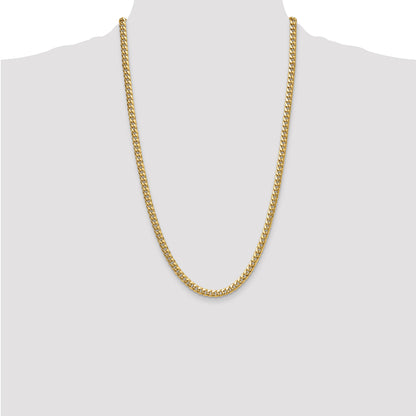 26 Inch 10K Yellow Gold 5.25mm Semi-Solid Miami Cuban Chain Necklace