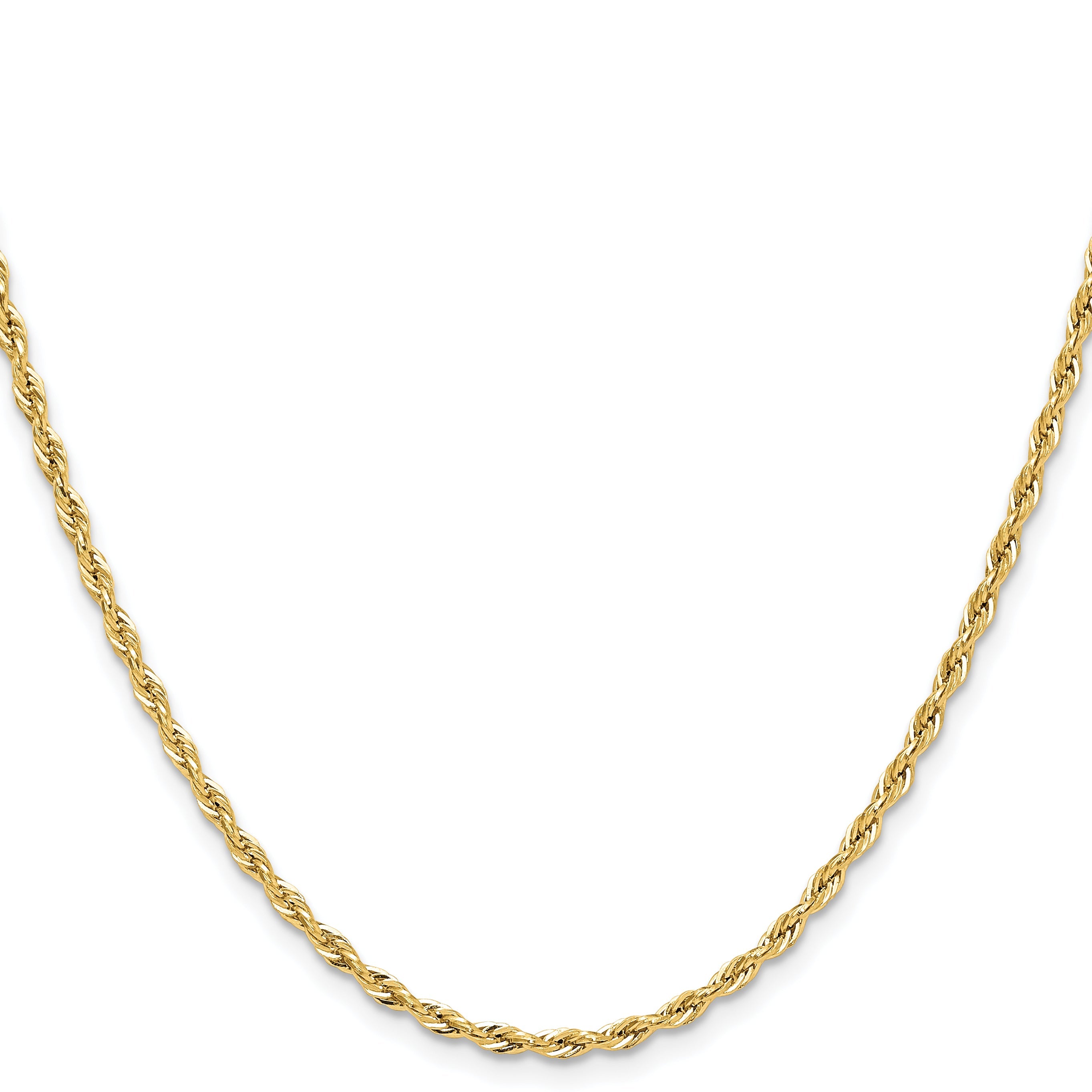 24 Inch 10K Yellow Gold 2.5mm Semi-Solid Rope Chain Necklace