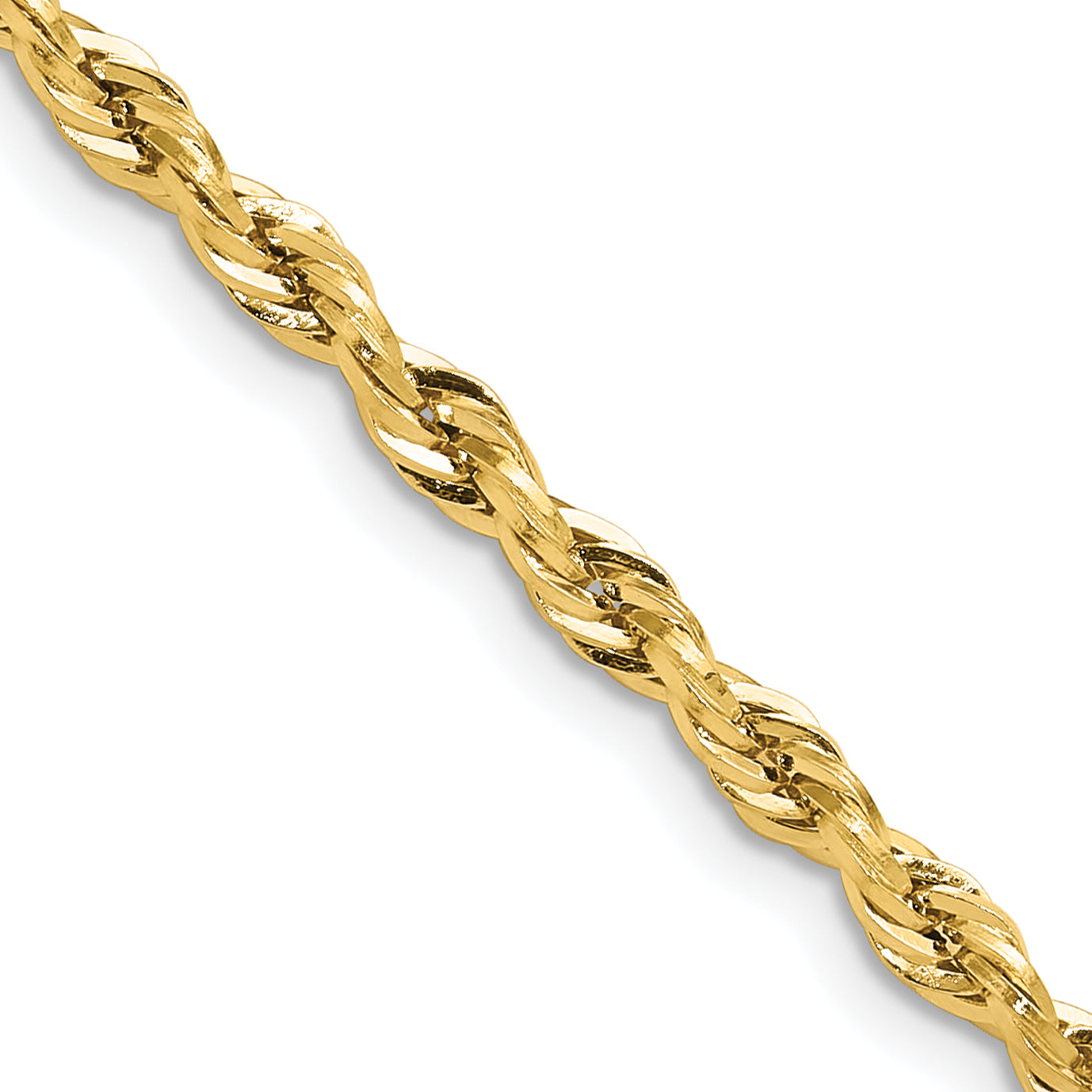 24 Inch 10K Yellow Gold 3.5mm Semi-Solid Rope Chain Necklace