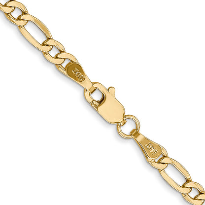 26 Inch 10K Yellow Gold 3.5mm Semi-Solid Figaro Chain Necklace