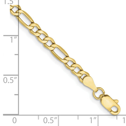 9 Inch 10K Yellow Gold 3.5mm Semi-Solid Figaro Chain Bracelet