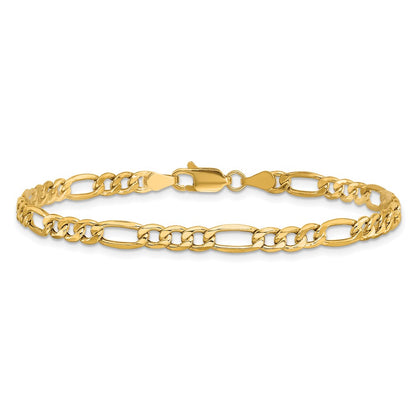 9 Inch 10K Yellow Gold 4.2mm Semi-Solid Figaro Chain Bracelet