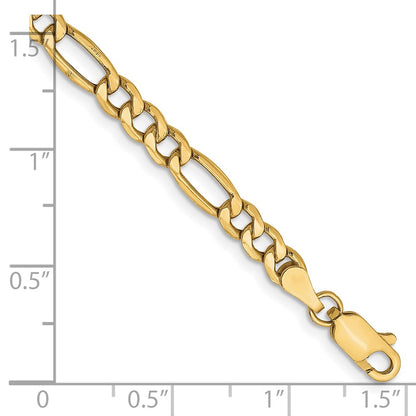 9 Inch 10K Yellow Gold 4.2mm Semi-Solid Figaro Chain Bracelet