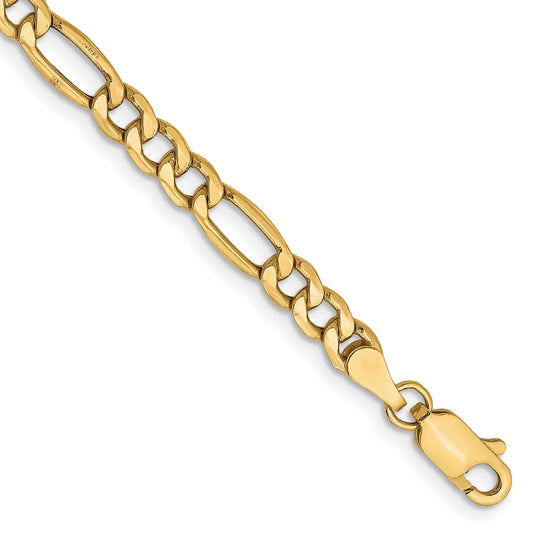 9 Inch 10K Yellow Gold 4.2mm Semi-Solid Figaro Chain Bracelet