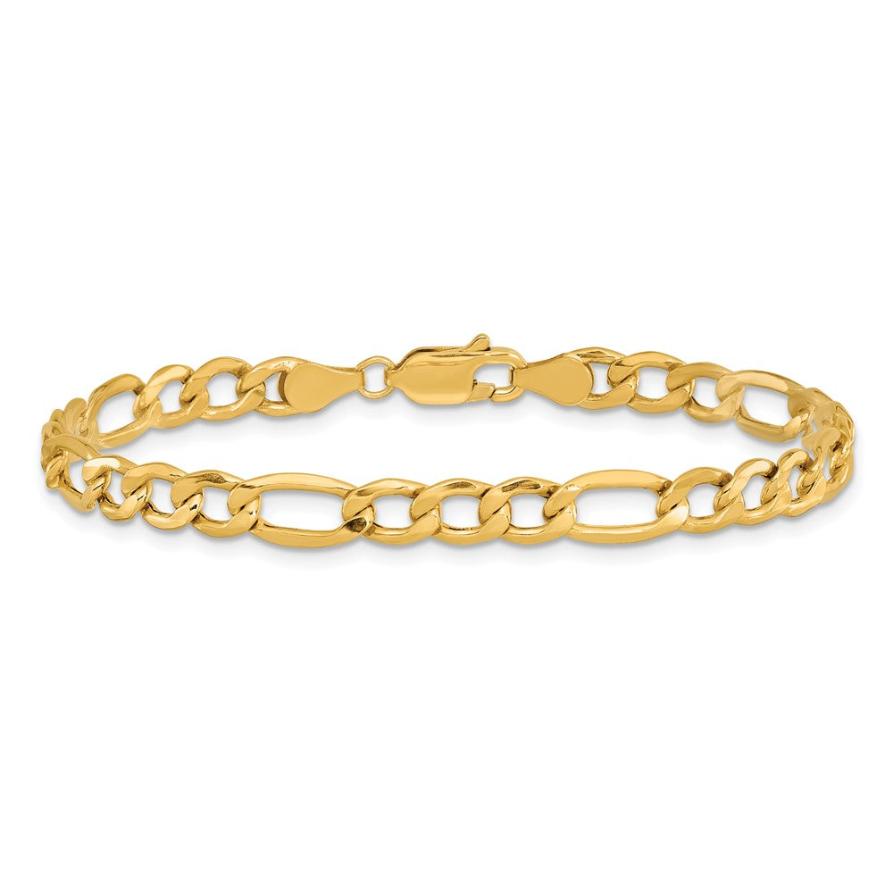 9 Inch 10K Yellow Gold 5.35mm Semi-Solid Figaro Chain Bracelet