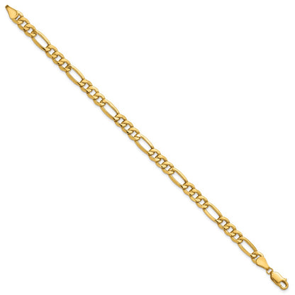 8 Inch 10k Yellow Gold 6.25mm Semi-Solid Figaro Chain Bracelet