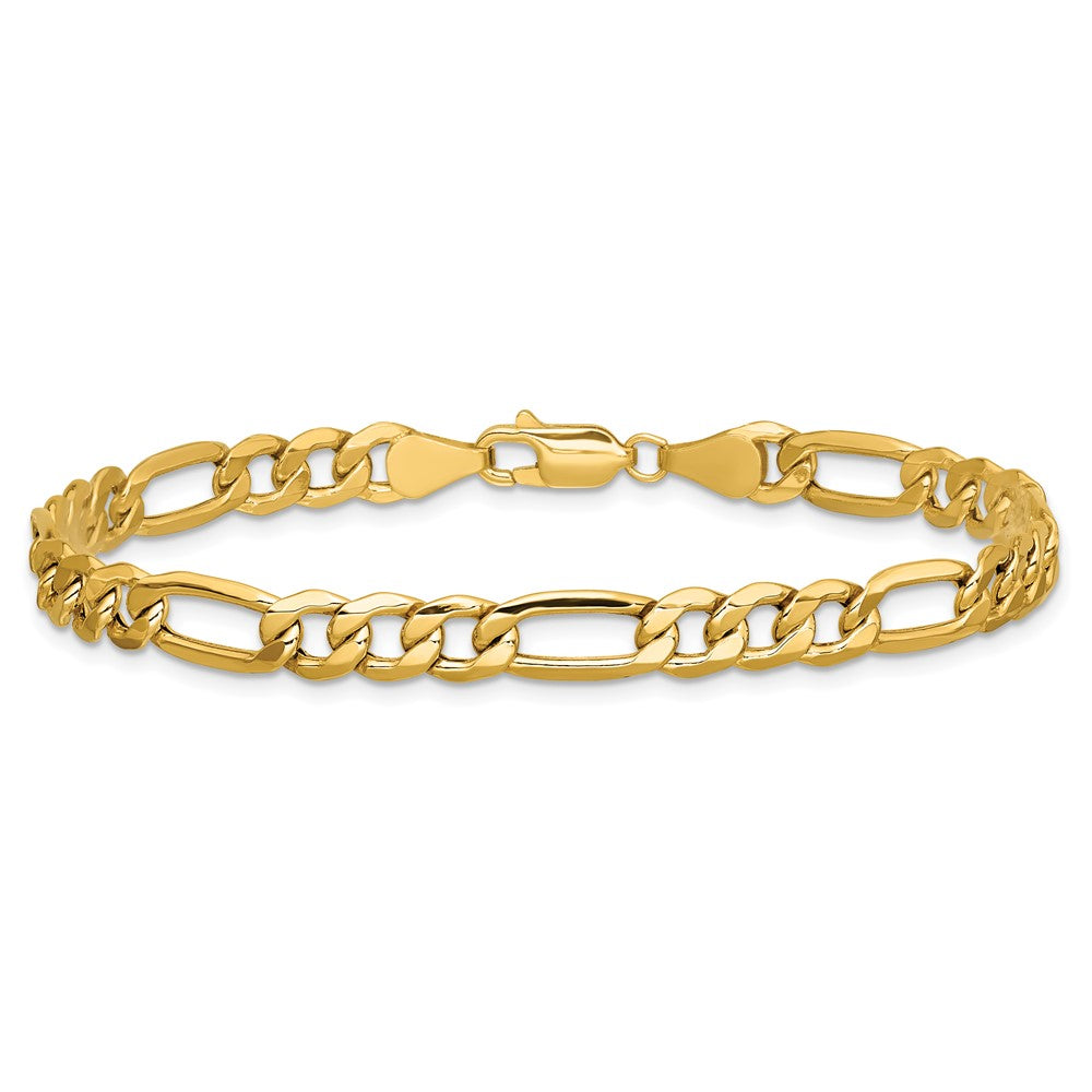 8 Inch 10k Yellow Gold 6.25mm Semi-Solid Figaro Chain Bracelet