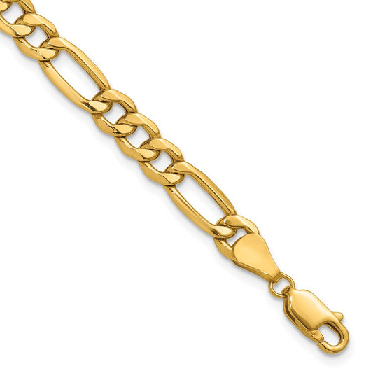 8 Inch 10k Yellow Gold 6.25mm Semi-Solid Figaro Chain Bracelet