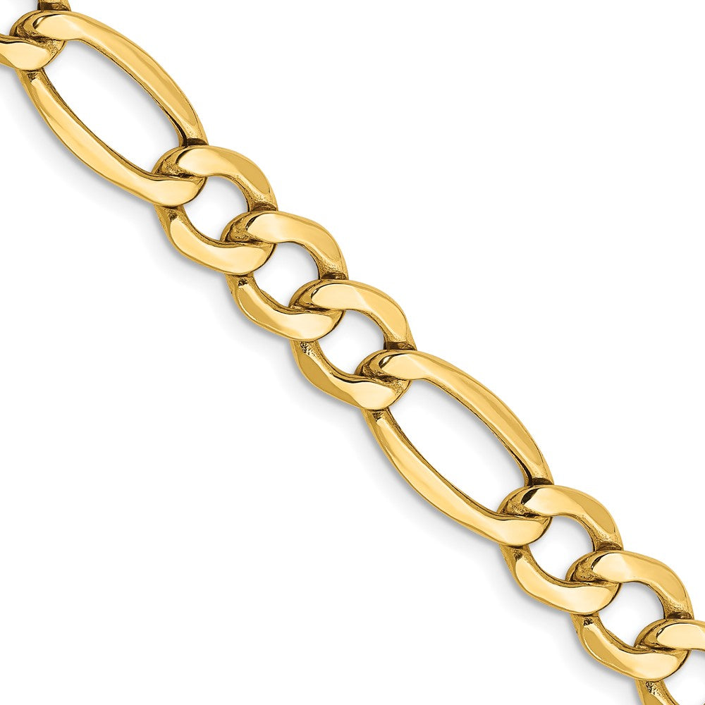 18 Inch 10k Yellow Gold 7.3mm Semi-Solid Figaro Chain Necklace