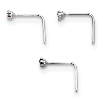 10K White Gold 1.5mm Set Of 3 Cz Nose Studs