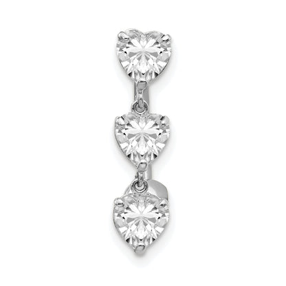 10K White Gold 5mm Cz Heart Belly Dangle