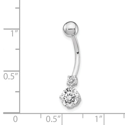 10k White Gold W/3 And 6mm Czs Belly Dangle