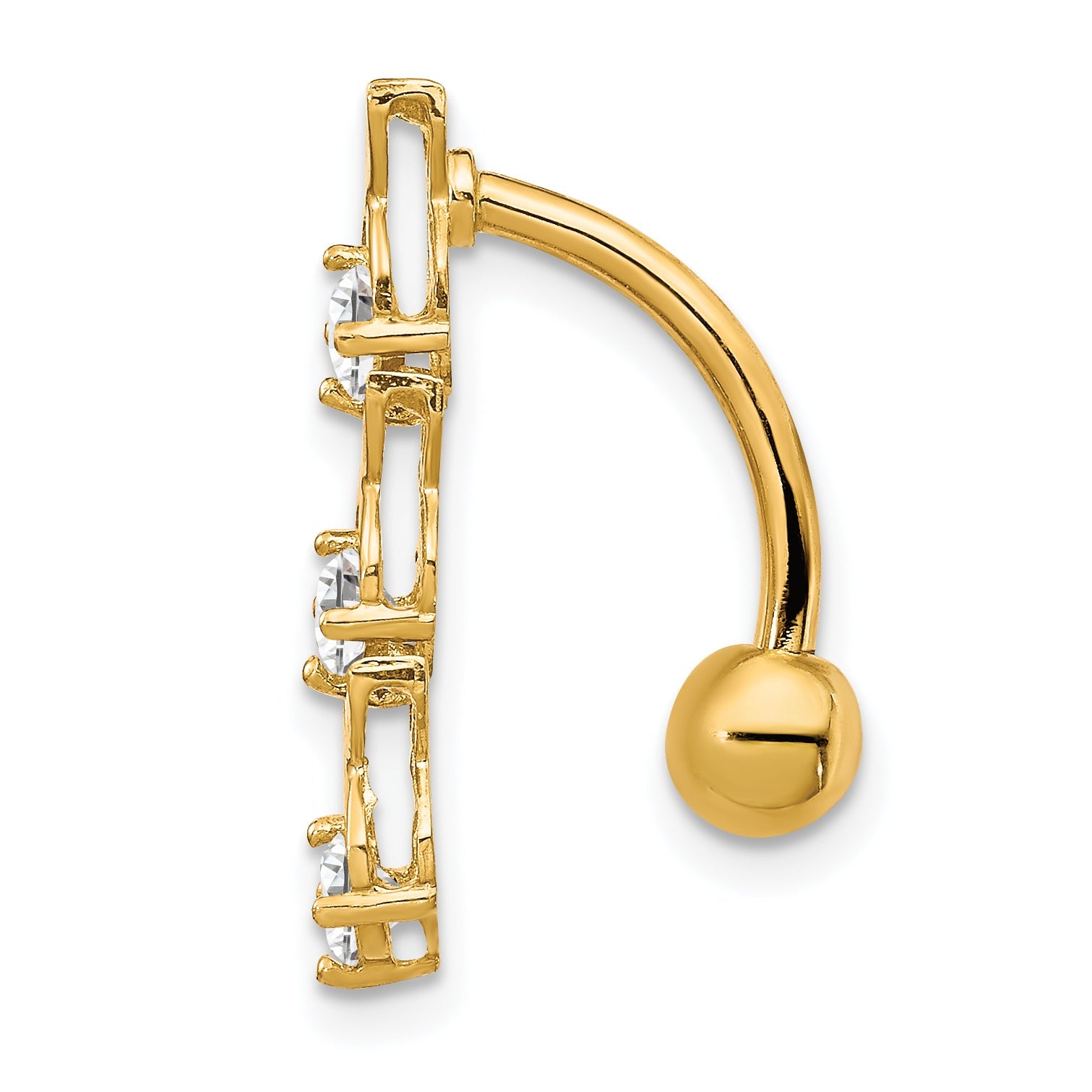 10k Yellow Gold W/Cz Xoxo Belly Dangle