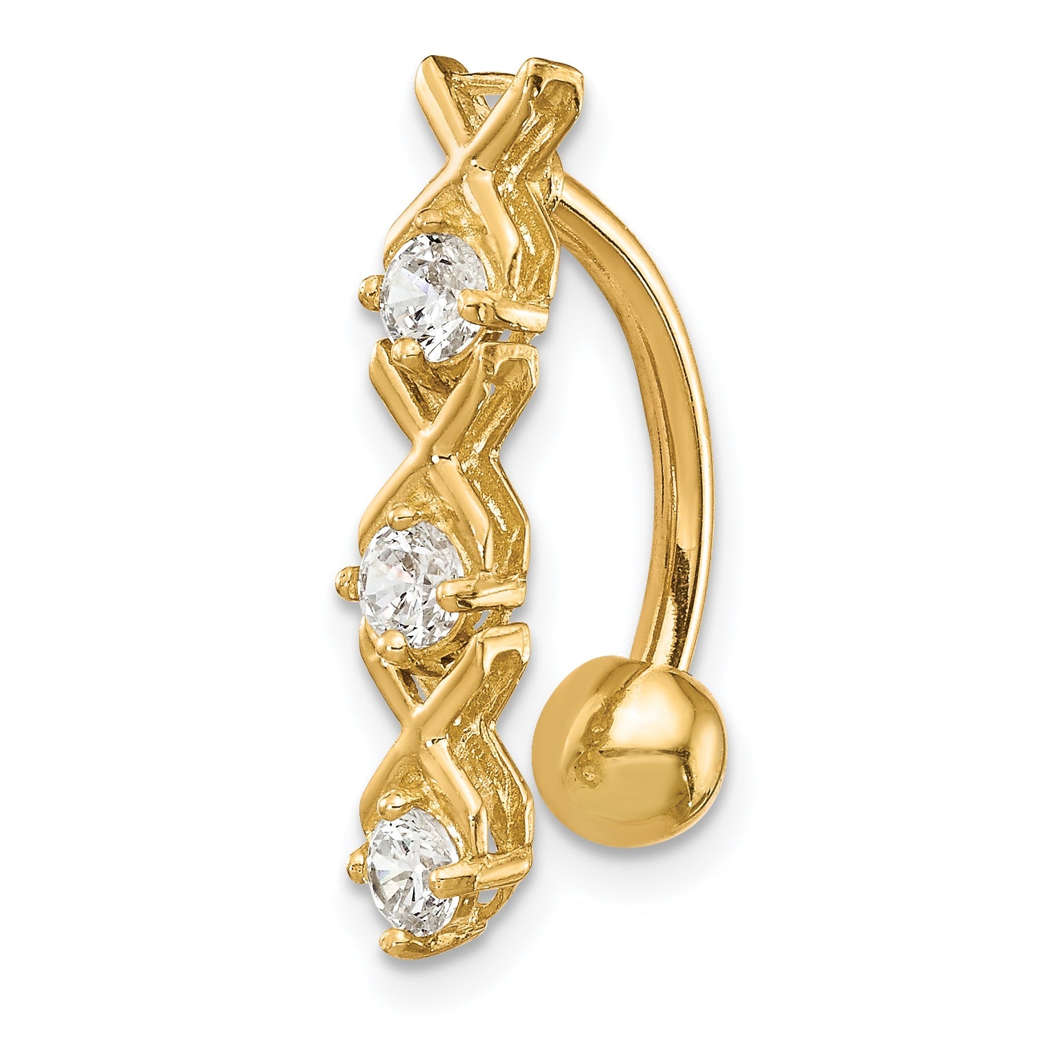 10k Yellow Gold W/Cz Xoxo Belly Dangle