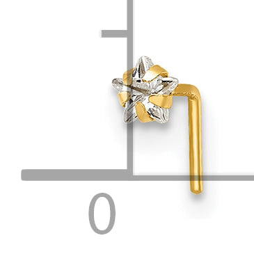 10K Yellow Gold Polished 23 Gauge Star White Cz Nose Stud