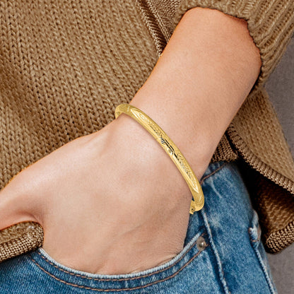 10K Yellow Gold Florentine Hinged Baby Bangle