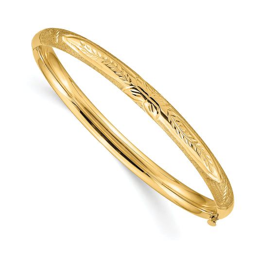 10K Yellow Gold Florentine Hinged Baby Bangle