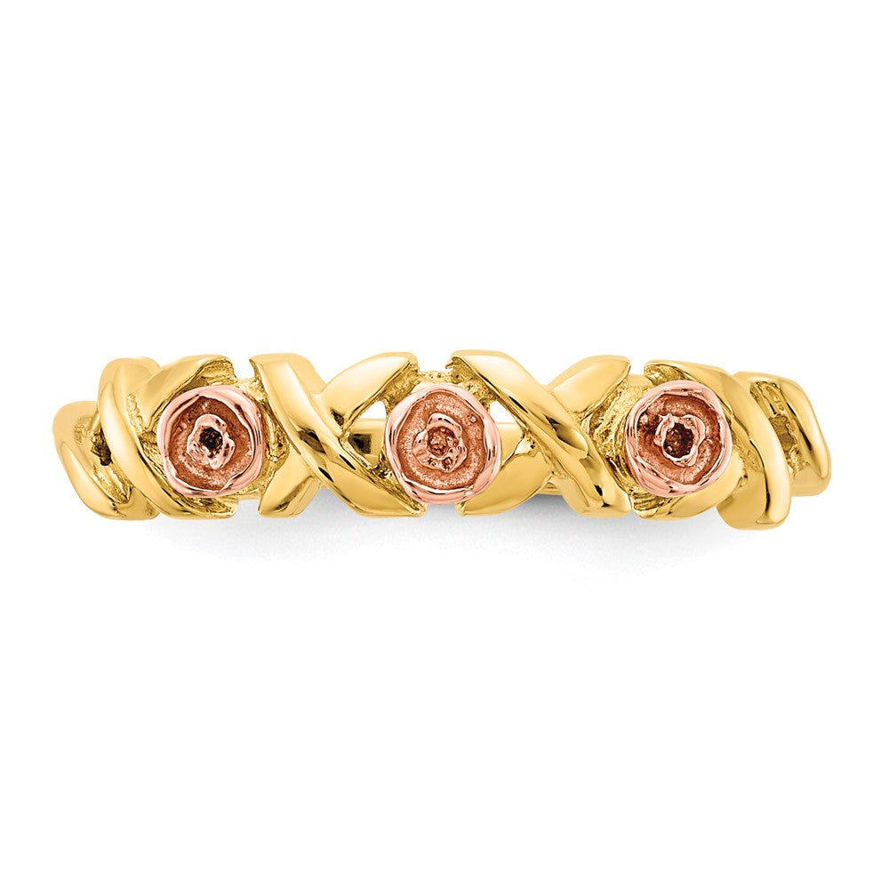 10k Two-tone w/12k Accents Black Hills Gold -X- and Rose Ring