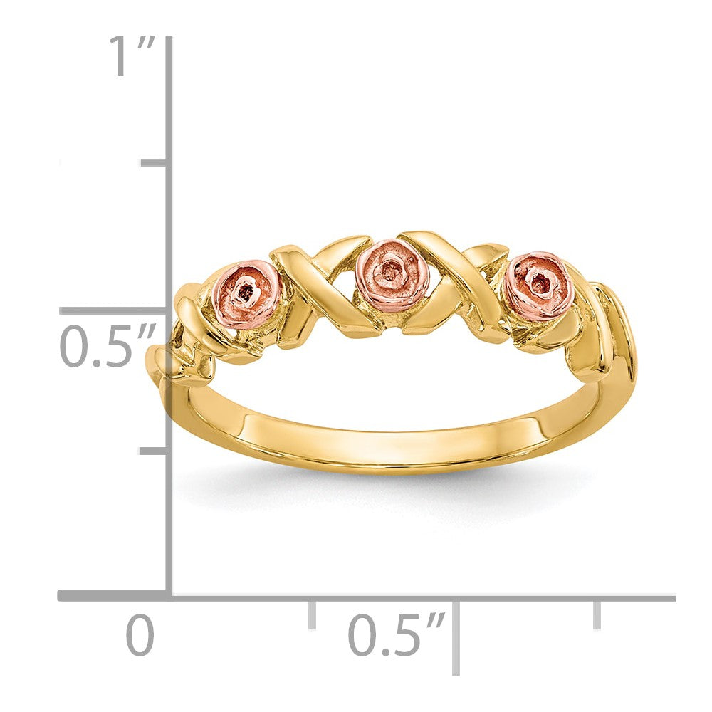 10k Two-tone w/12k Accents Black Hills Gold -X- and Rose Ring