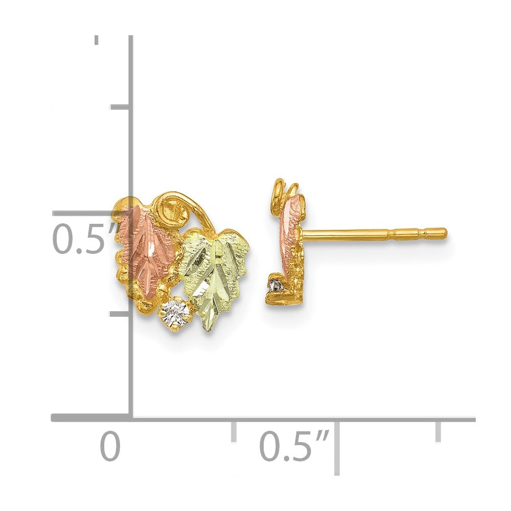 10k Tri Color Tri-Color Black Hills Gold Diamond Post Earrings