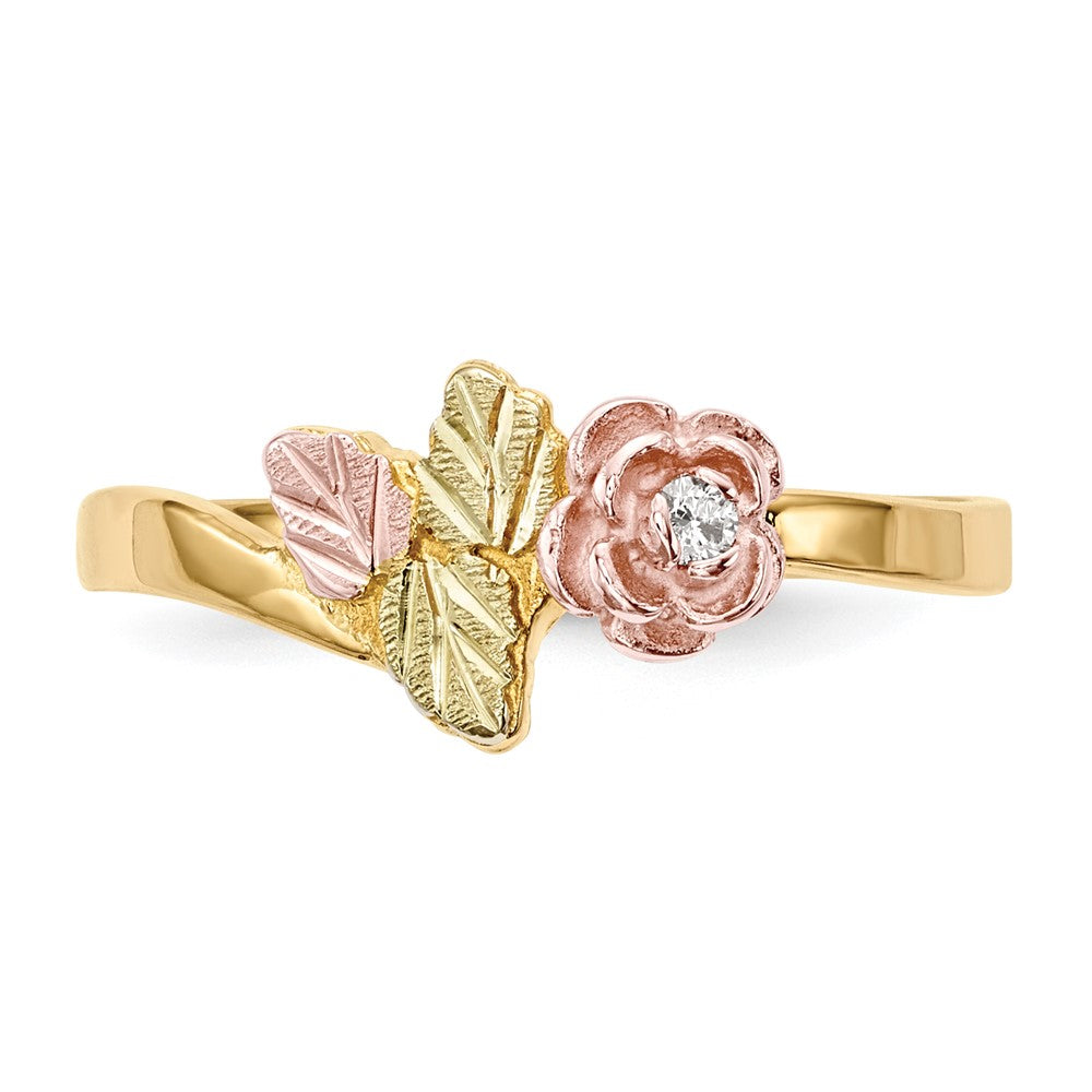 10k Tri Color Tri-Color Black Hills Gold Diamond Rose Ring